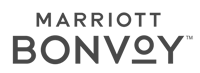 The image shows the Marriott Bonvoy logo, featuring the brand name in bold, stylized font with a minimalistic, modern design. logo on footer section.